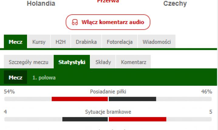 STATYSTYKI 1. połowy meczu Holandia - Czechy!